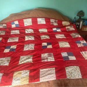 Vintage handmade thick heavy wool batted quilt